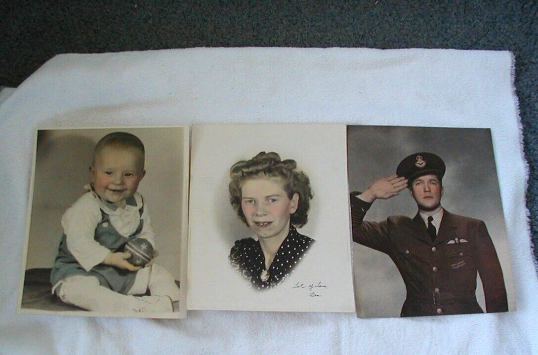 vintage hand tinted photos baby mom & tinted print of actor Dennis Morgan