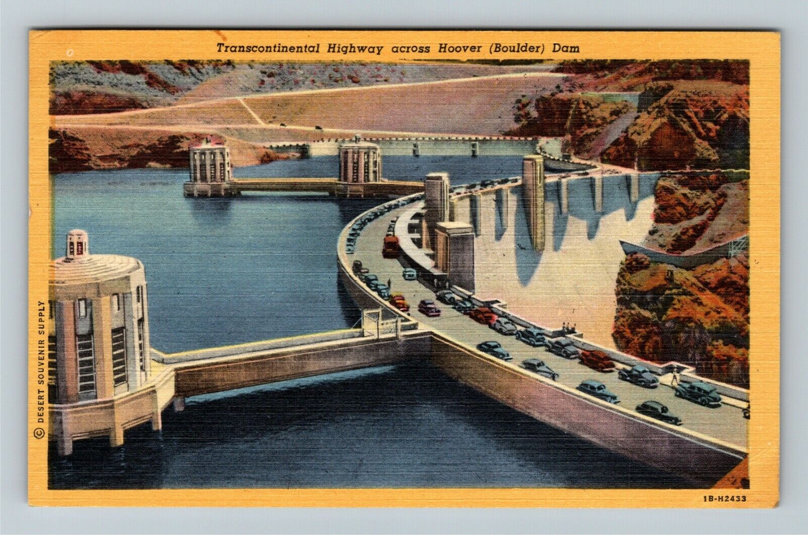 Boulder Dam AZ-Arizona, Transcontinental Highway Vintage Souvenir Postcard