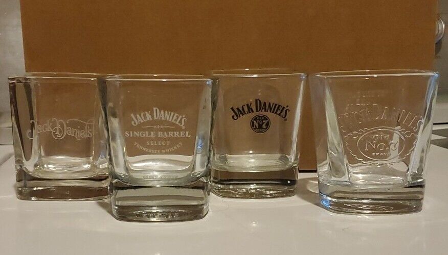 4 - JACK DANIEL\'S & Single Barrel Glasses **SEE DESCRIPTION, ALL HAVE SCRATCHES*