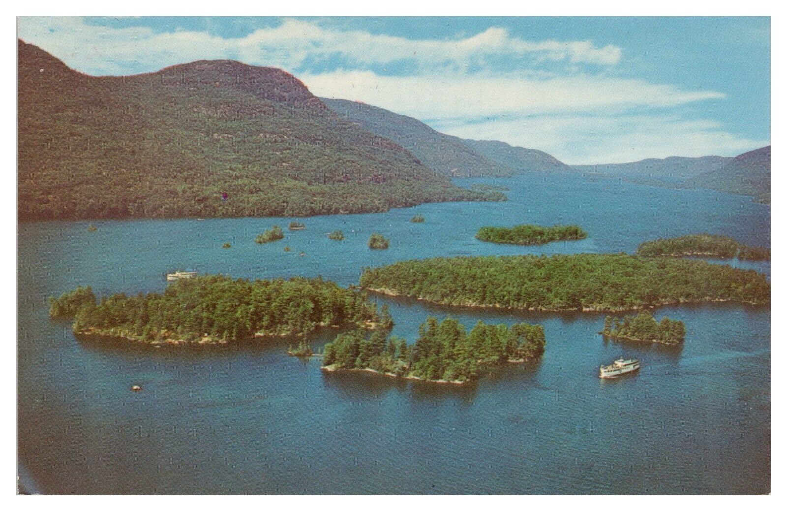 Vtg Lake George Islands NY Postcard c1971 Cruise Ships MV Mohican & Ticonderoga