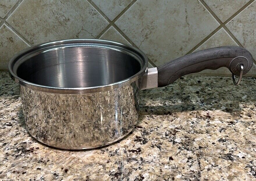 Vtg Saladmaster 3 Qt 18-8 Tri Clad Stainless Steel Saucepan Cookware USA NO LID