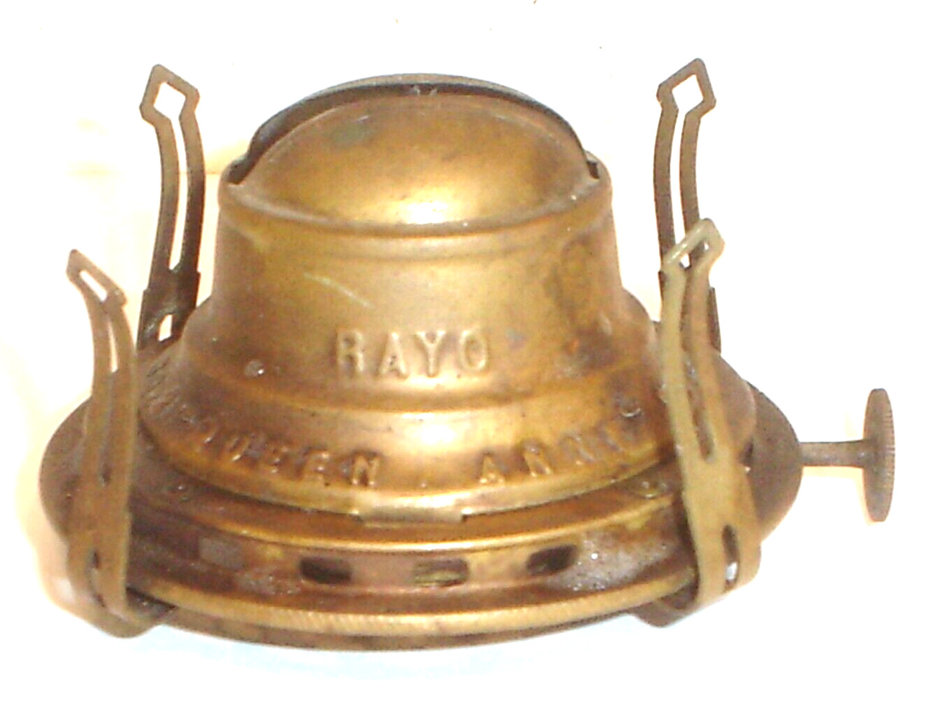 Antique 1890\'s Rayo Brass Queen Anne No. 2 Kerosene Oil Lamp Burner (E13)