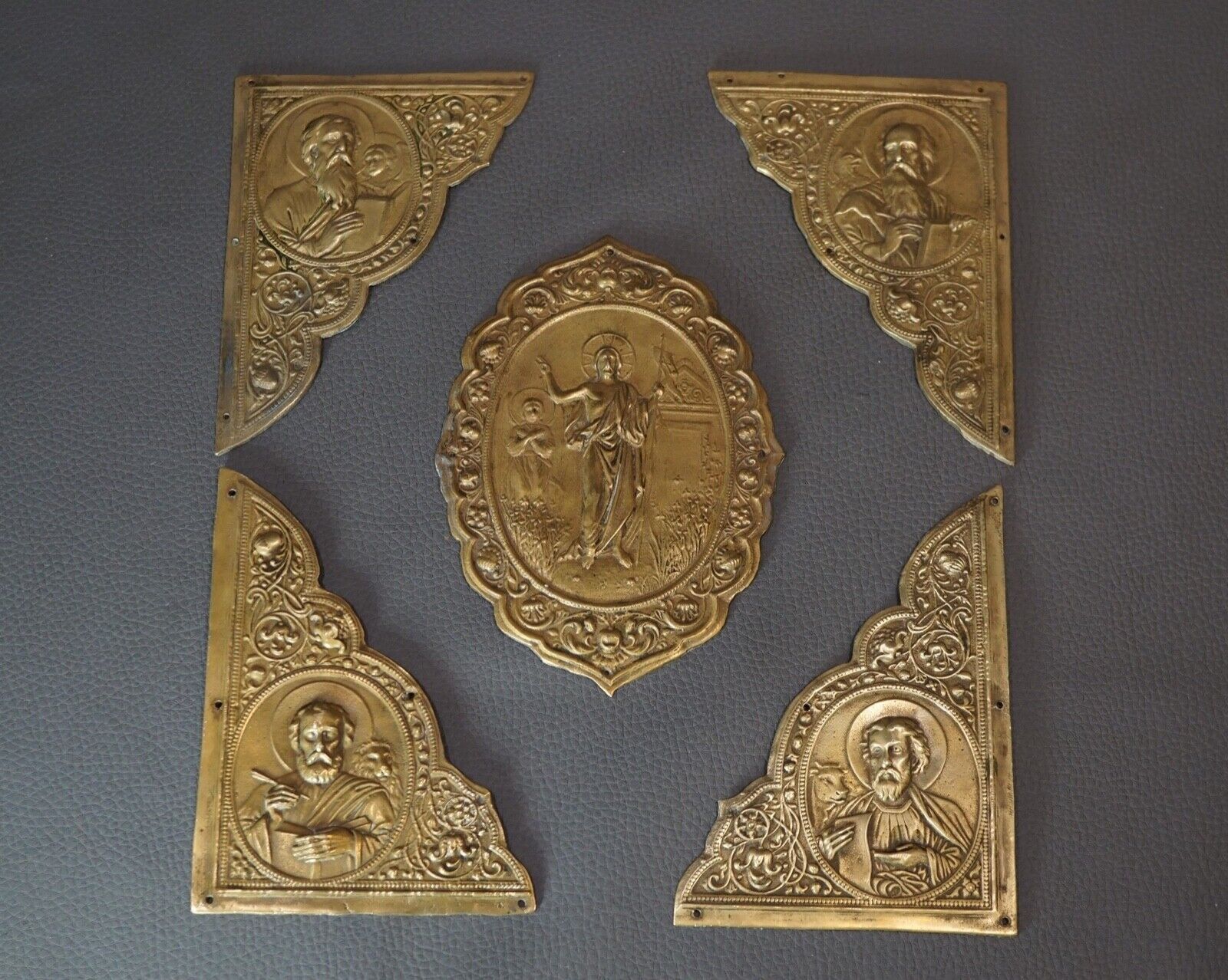 19c.Antiques Imperial Romanov Holy Bible Book Bronze Binding Jesus Resurrection