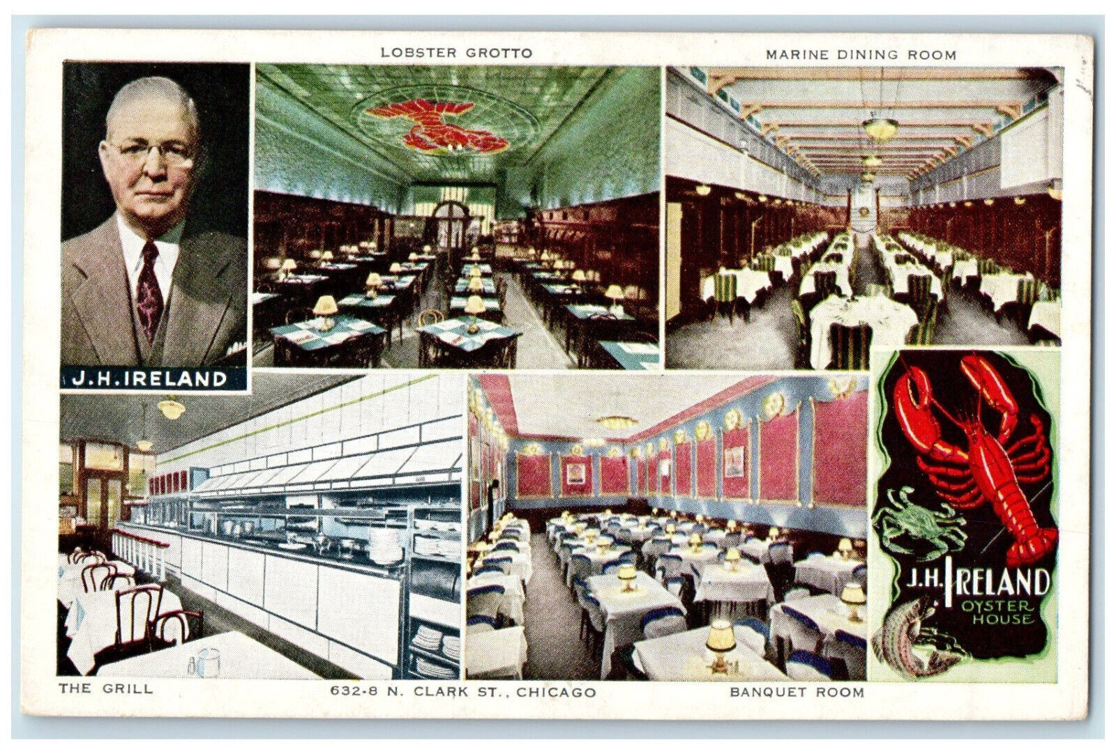 c1920's Banquet Grill Multive Clark Street Chicago Illinois IL Antique Postcard