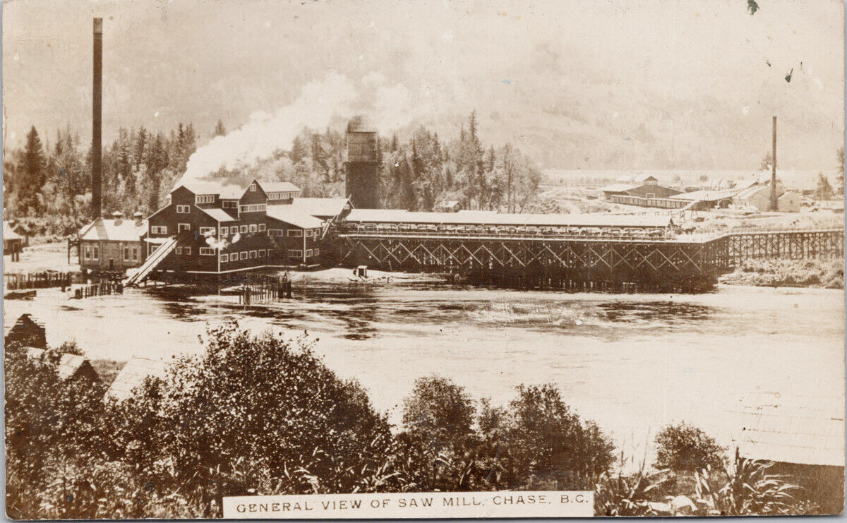 Chase BC Saw Mill Shuswap c1912 Rumsey & Co Real Photo Postcard G98