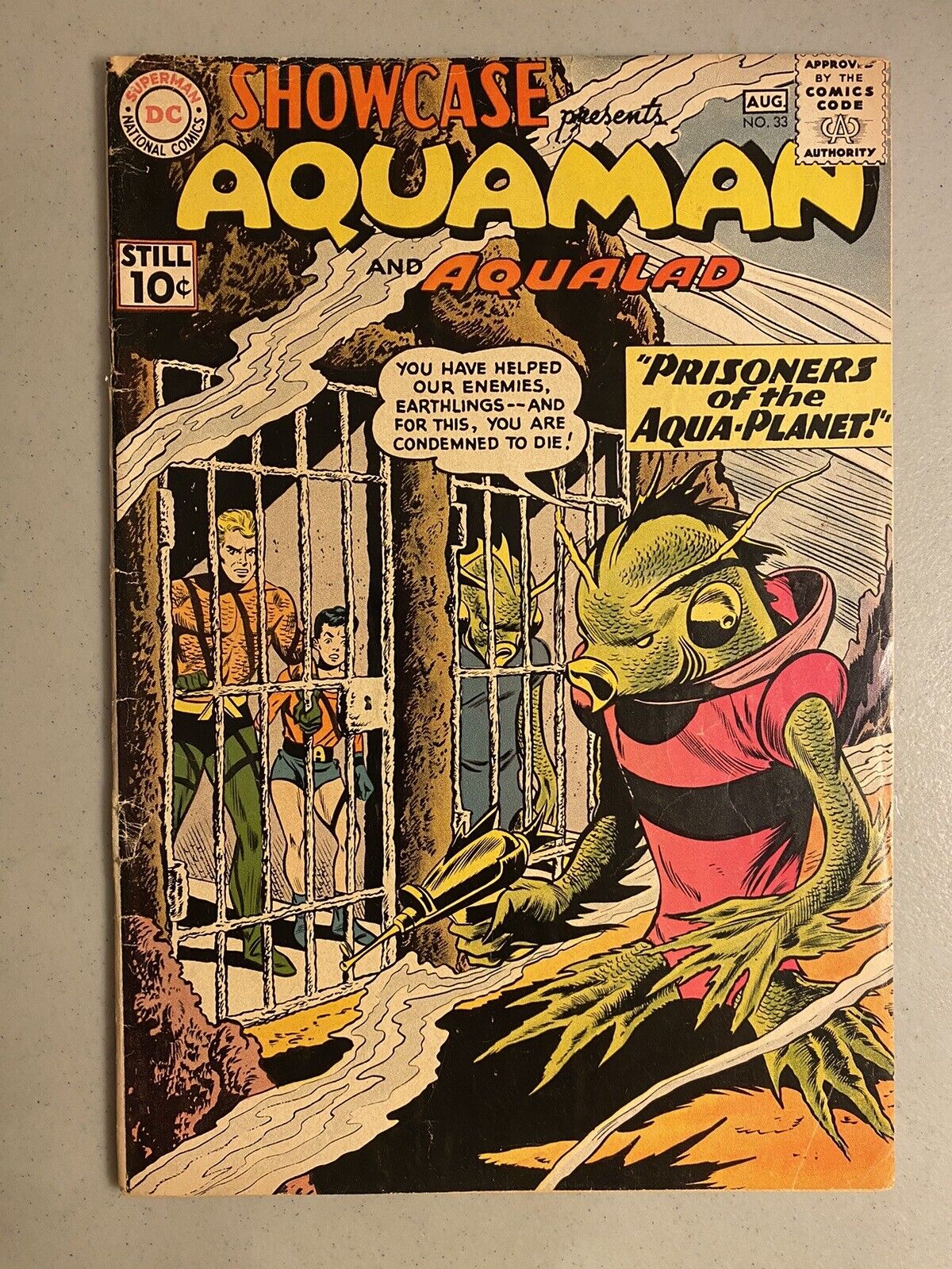 Showcase 33, Low Grade, DC Silver 1961, Nick Cardy, Aquaman, 10¢ Cover 🔱🐠🐋