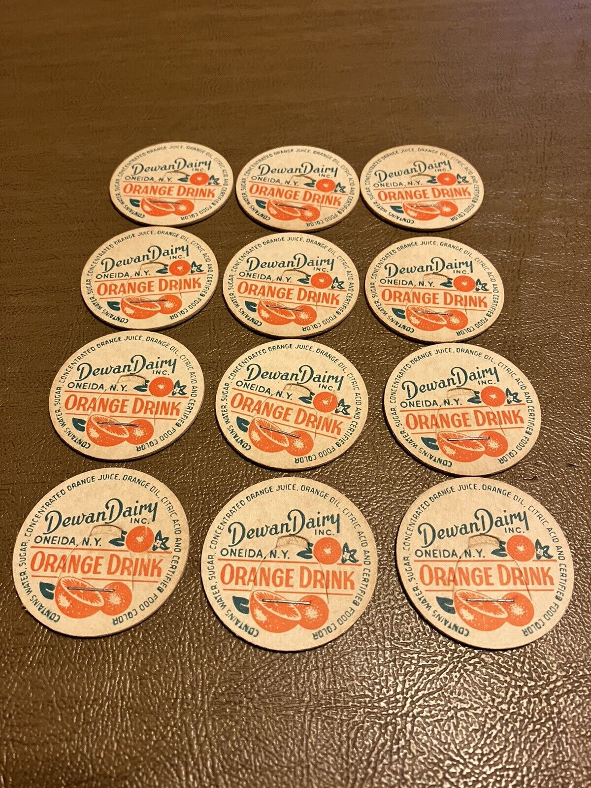 Lot of 12 Dewan Dairy Inc.Oneida,N.Y.Milk Caps 