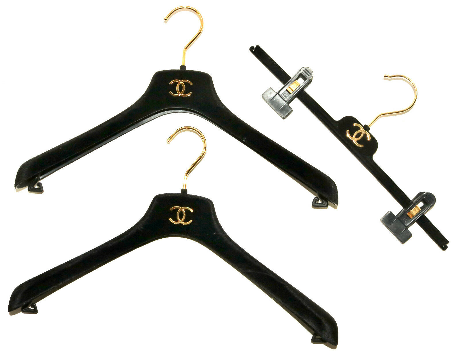 CHANEL Boutique set of three flocked hangers 