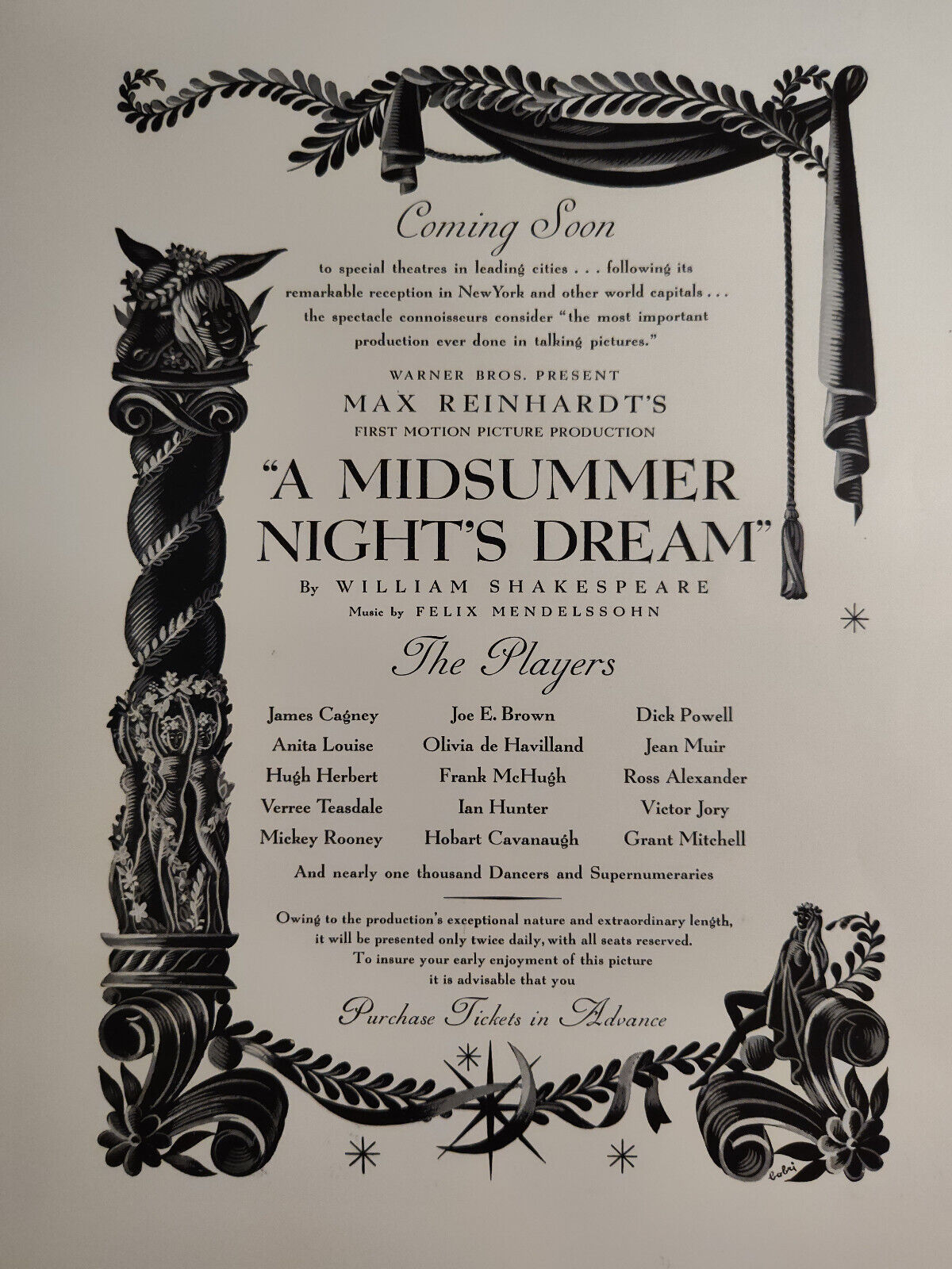 Vintage Ad Advertisement Max Reinhardt's A Midsummer Night's Dream