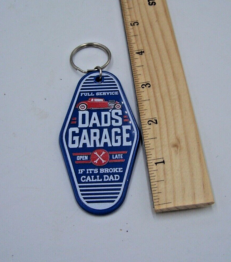 Dad\'s Garage hotel style keychain