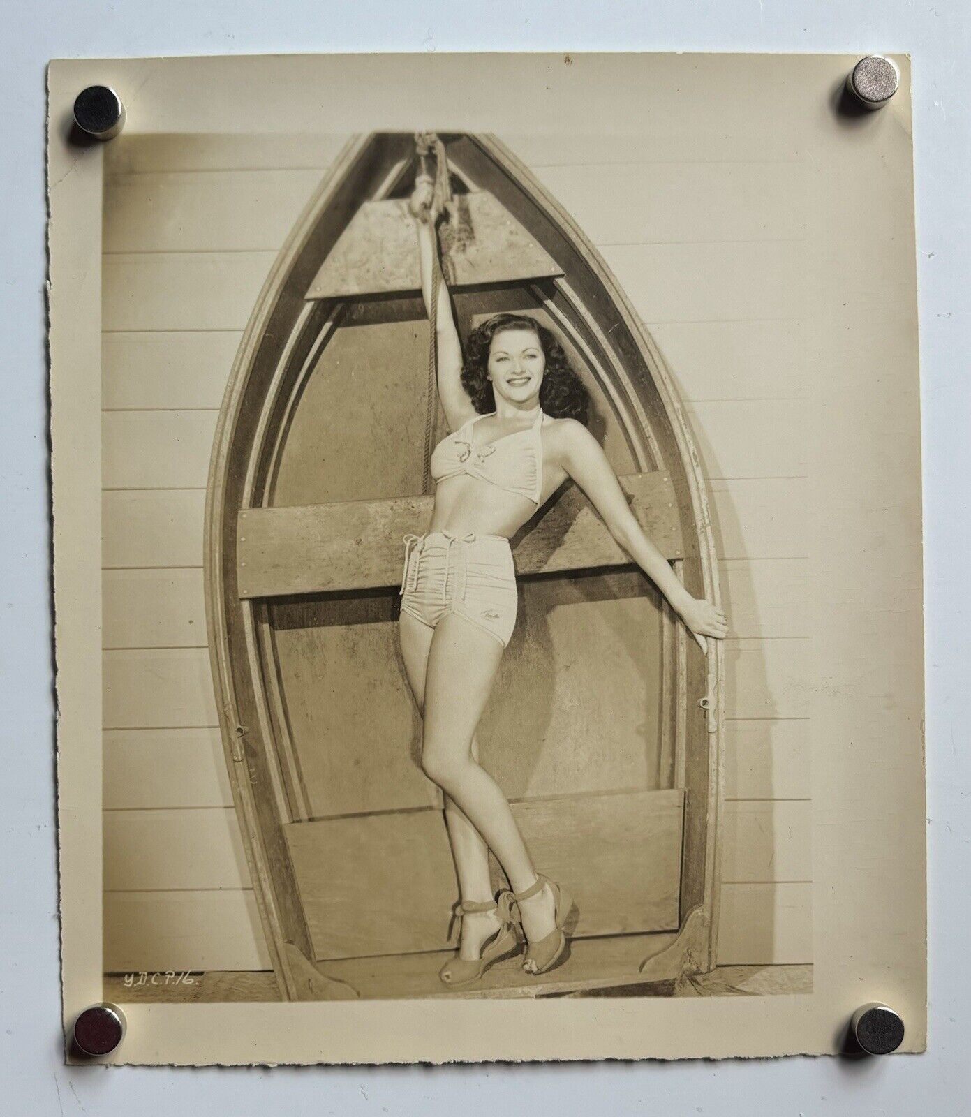 YVONNE DE CARLO Original Vintage c1940’s Sepia 5x4.25” Photograph~Nautical Theme