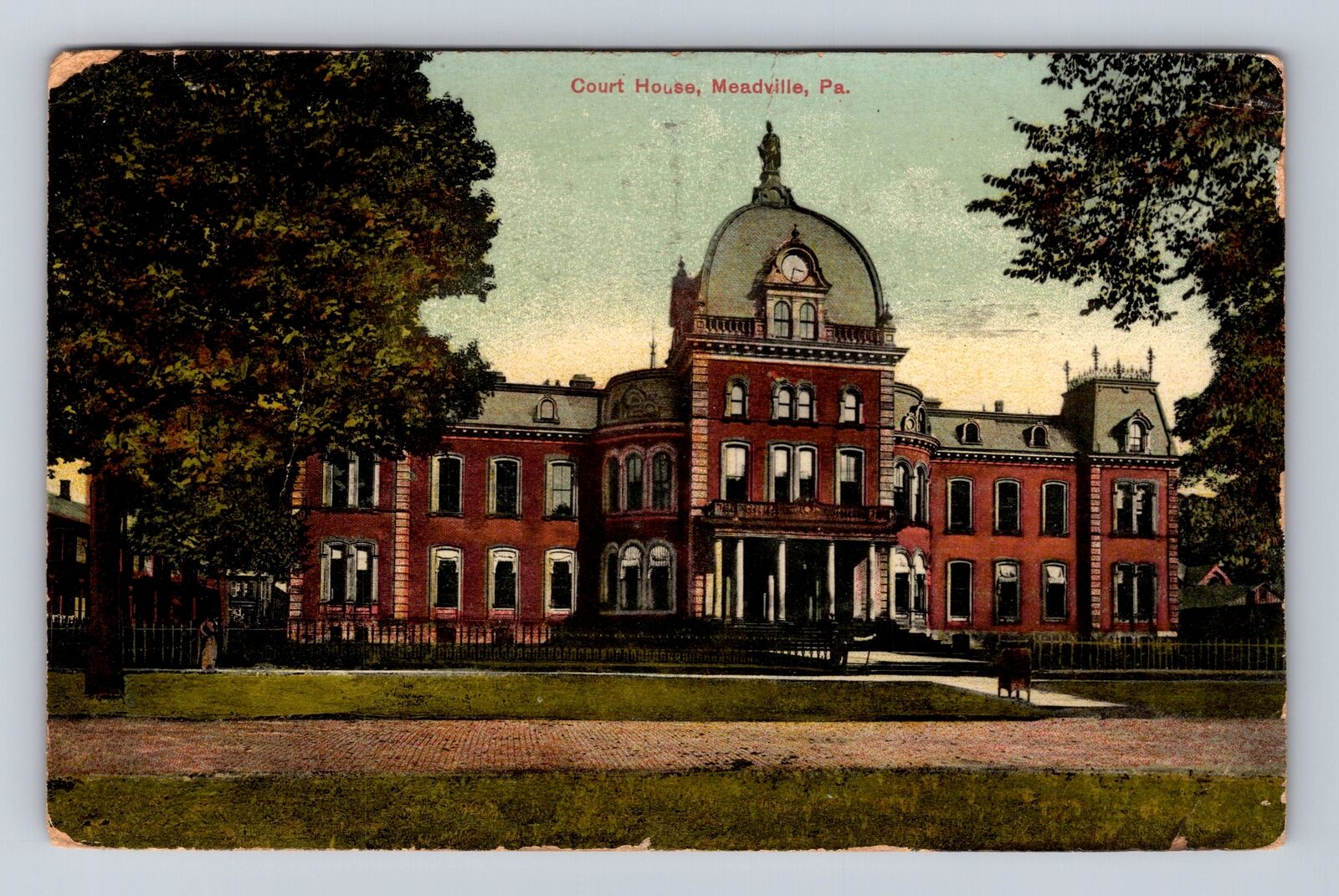 Meadville PA-Pennsylvania, Courthouse, Antique, Vintage c1910 Souvenir Postcard