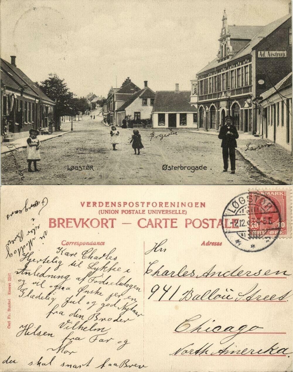 denmark, LØGSTØR, Østerbrogade (1907) Postcard