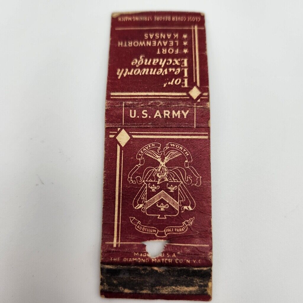 Vintage Matchbook US Army Fort Leavenworth Kansas 1950s 1960s Collectible