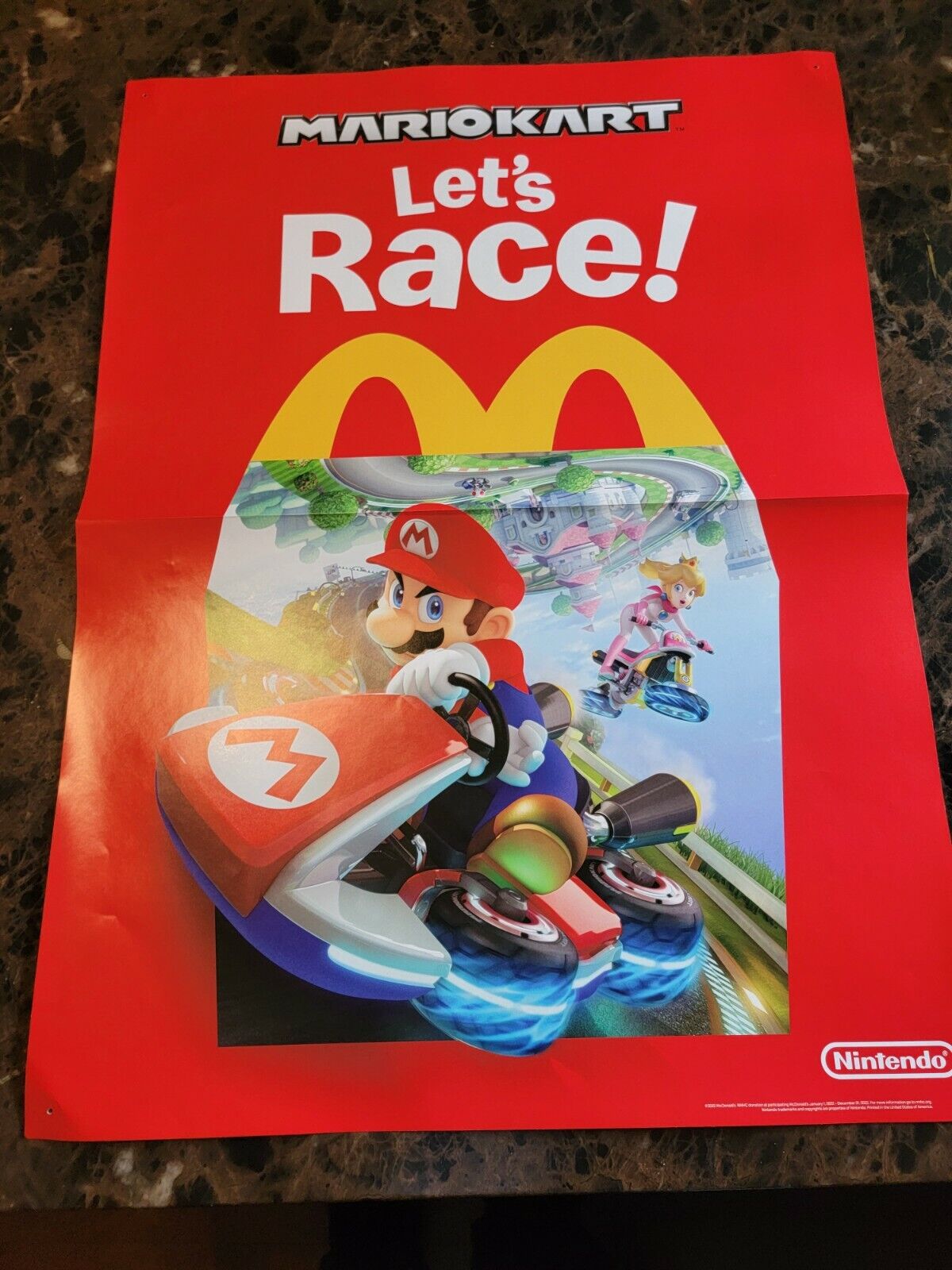 2022 Mcdonalds Advertising Mario Kart Nintendo Promo Poster 2 Sided 35\