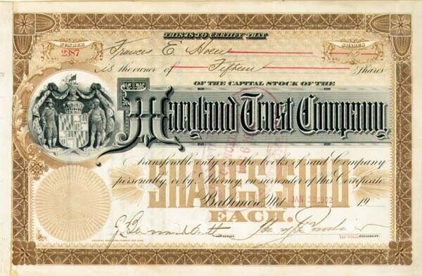Maryland Trust Co. - Stock Certificate - Banking Stocks