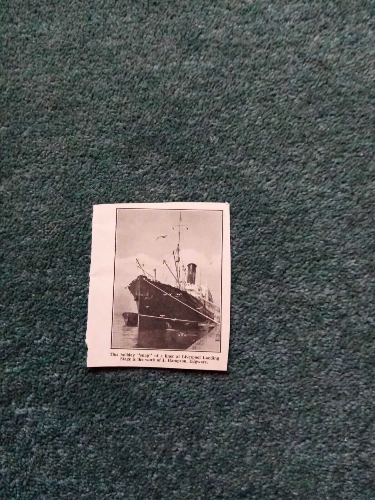 B1y Ephemera 1939 picture liner Liverpool j hampson Edgware 