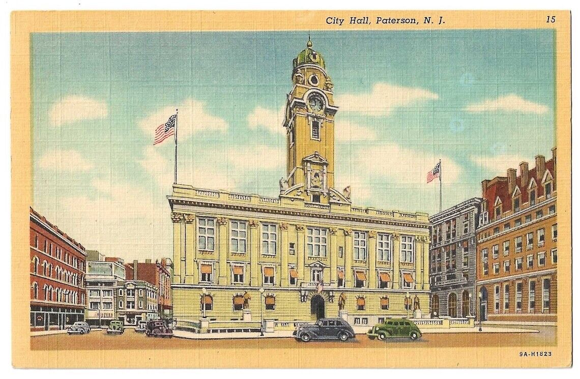Paterson New Jersey c1930's City Hall Building, vintage car
