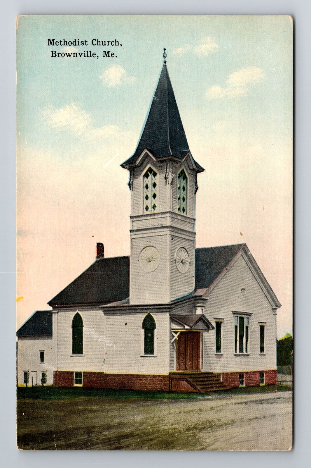 Brownville ME-Maine, Methodist Church, Religion, Antique Vintage Postcard