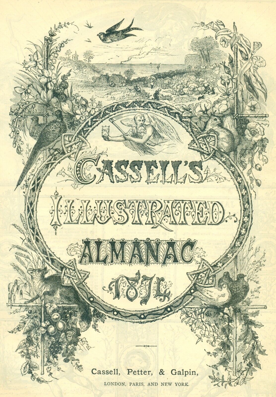 1874 CASSELL'S ILLUSTRATED ALMANAC, London, Paris, And New York Print Ad SV4.