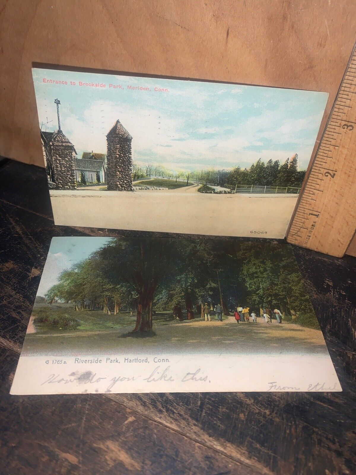 Brookside Park & Riverside Park Connecticut Vintage Postcards. Hartford,Meriden