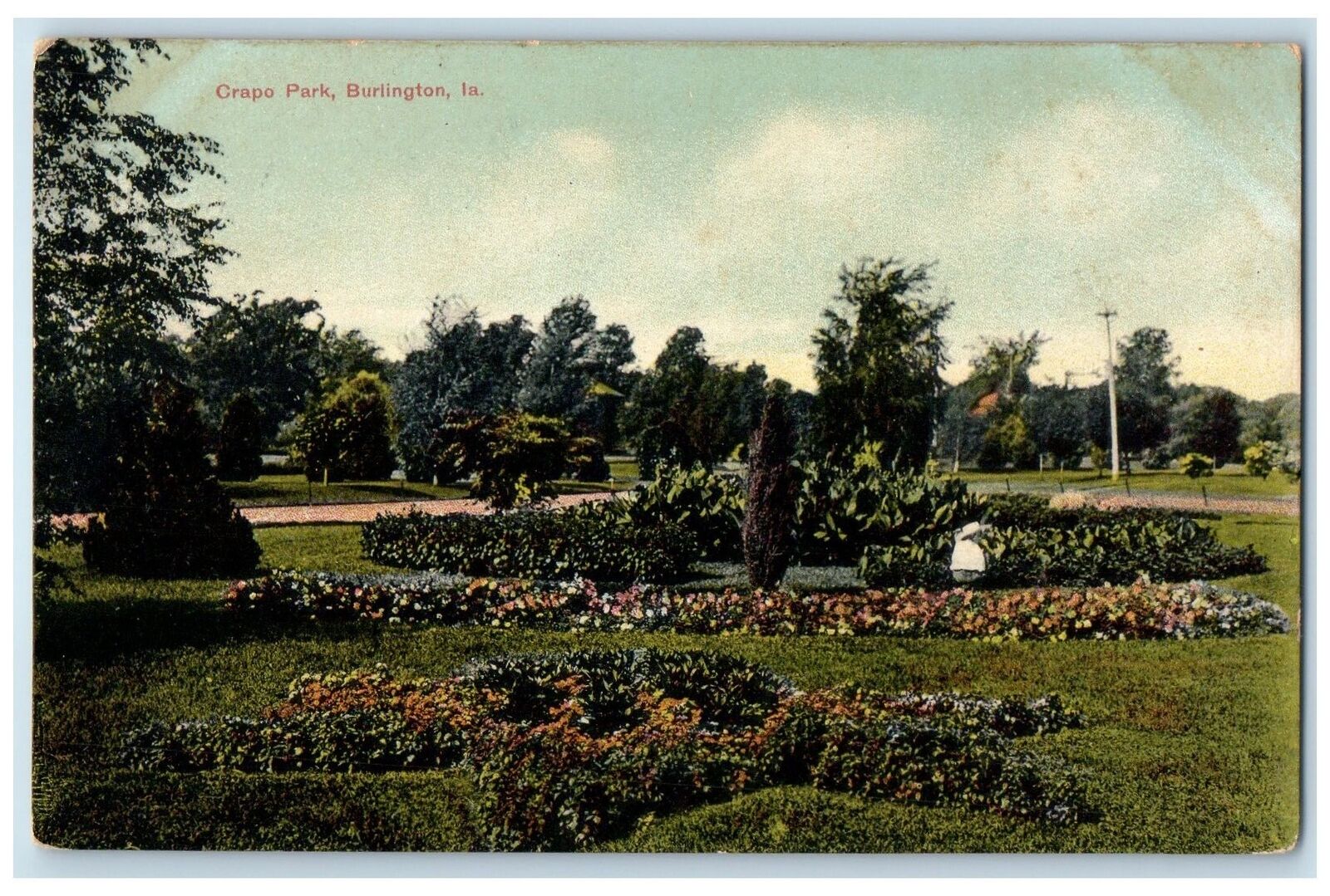c1910s Scenic View Of Crapo Park Flowers And Trees Burlington Iowa IA ostcard