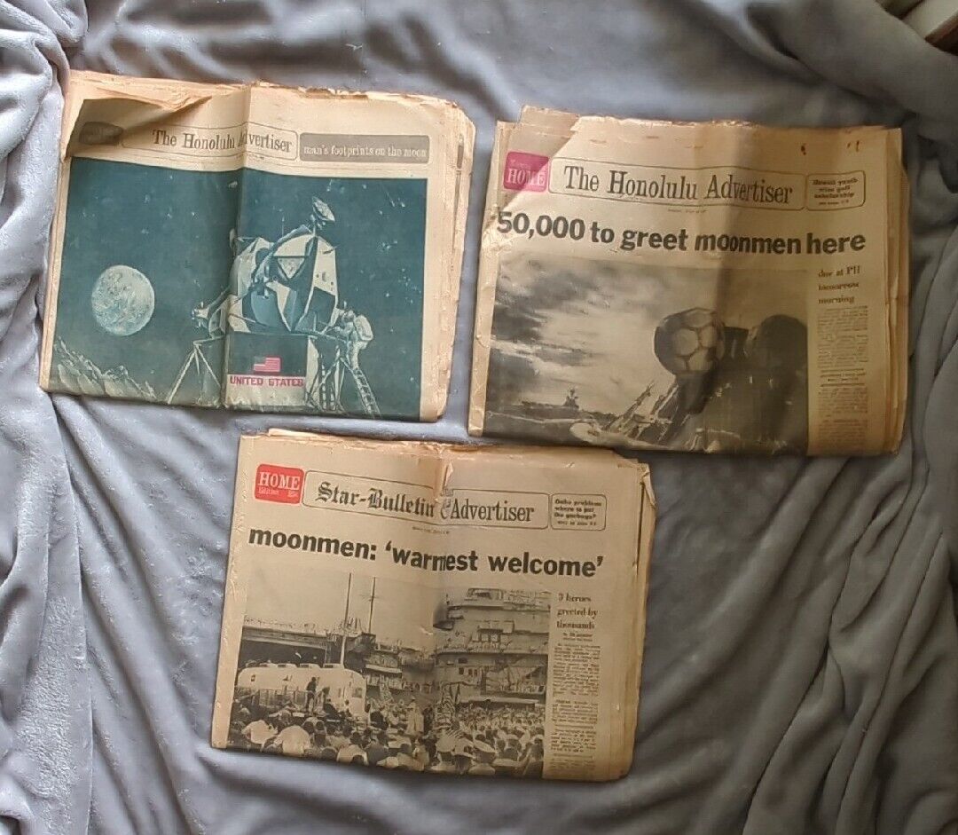 Honolulu & Star-Bulletin Advertiser Apollo 11 July 1969 Original Newspapers