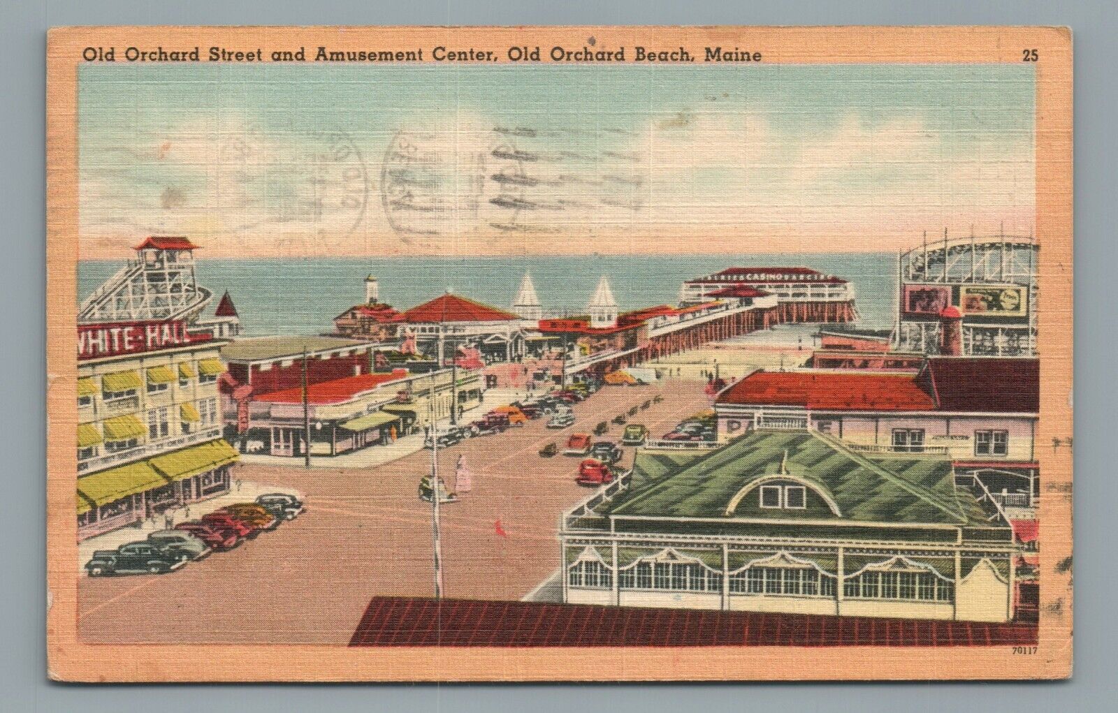 Old Orchard Street and Amusement Center Old Orchard Beach ME Postcard c1949