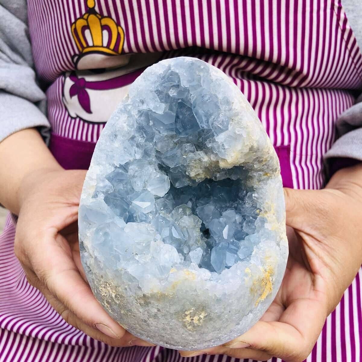 4.18LB Natural Beautiful Blue Celestite Crystal Geode Cave Mineral Specimen 680