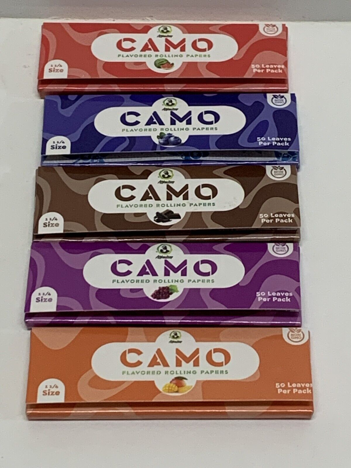 CAMO Rolling Papers 1 1/4 Size/ 50 leaves per pack/FIVE PACKS/ALL FLAVORS