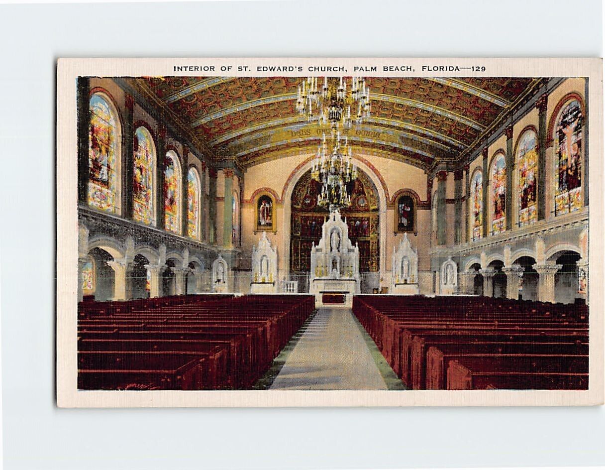 Postcard Interior Of St. Edwards Church Palm Beach Florida USA