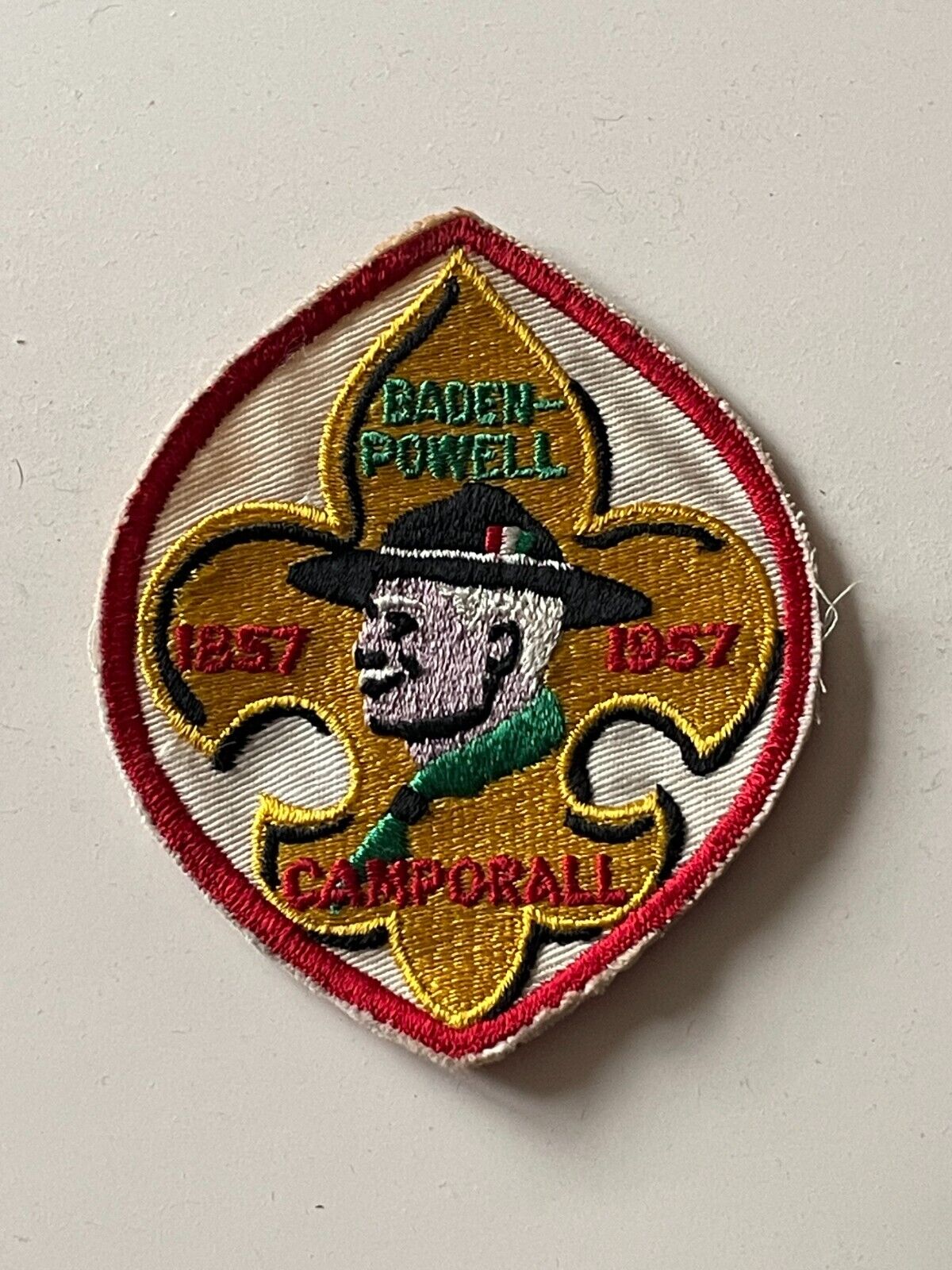VINTAGE BSA BOY SCOUT BADEN-POWELL 1857-1957 CAMPORALL PATCH