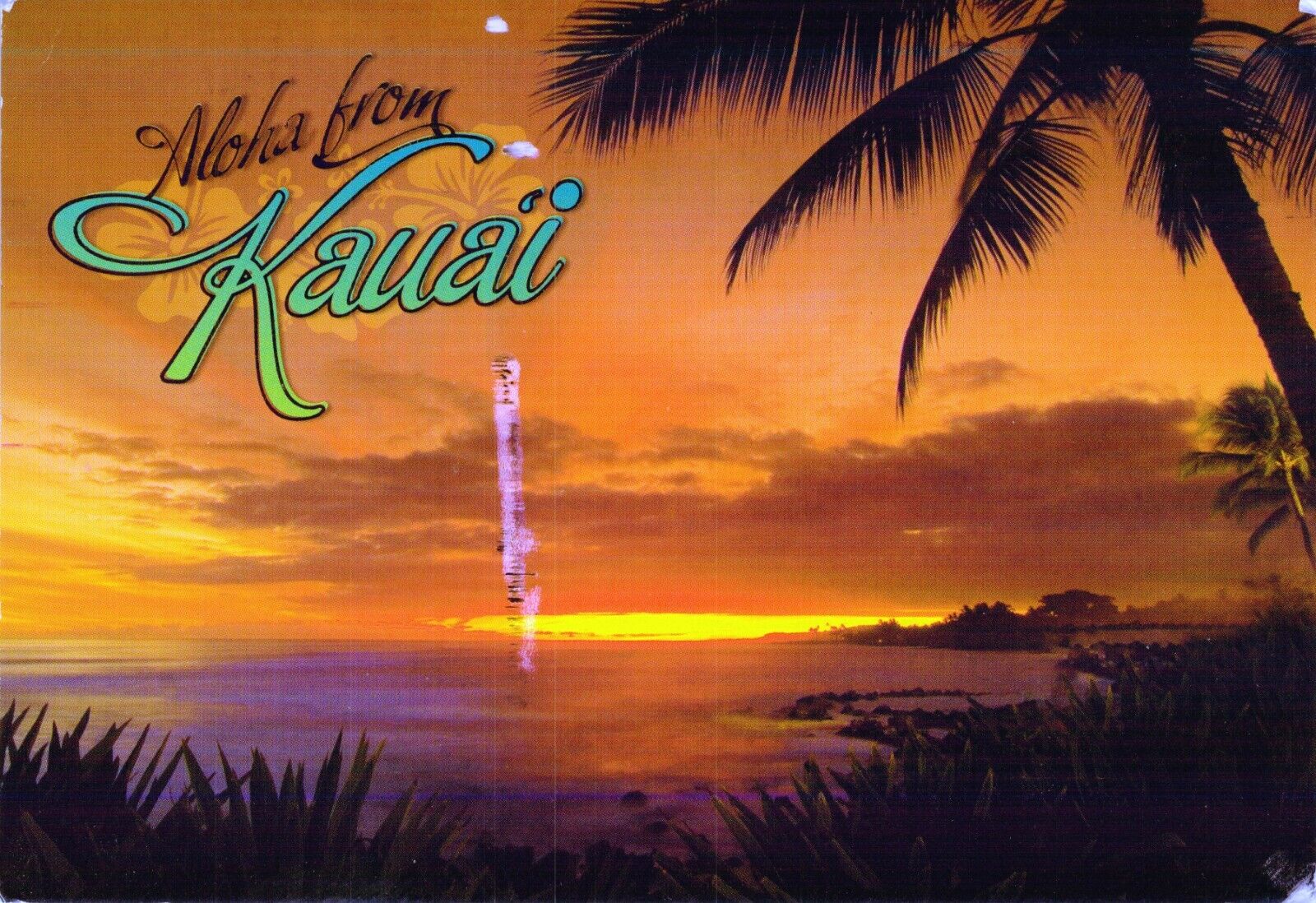 Postcard Aloha from Kauai, Kauai Sunset,  Hawaii, Posted M3