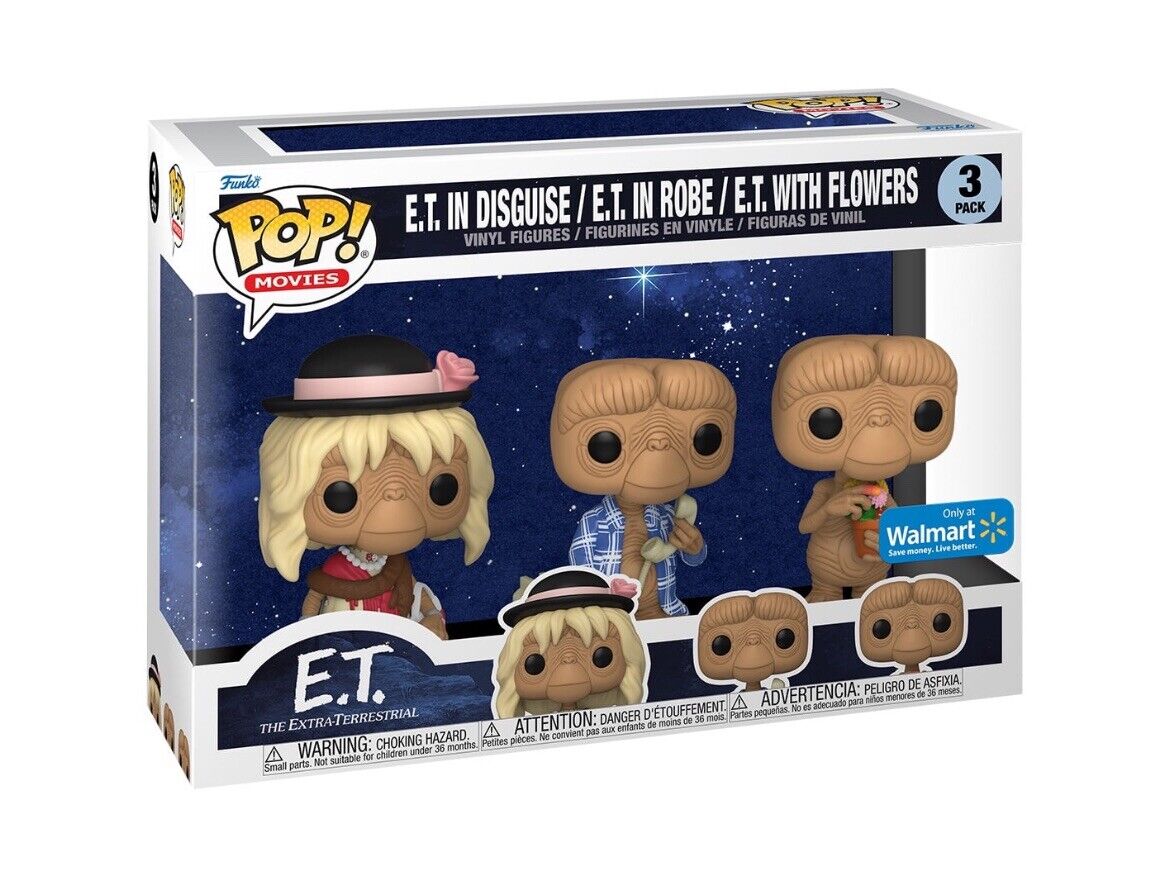 Funko POP Disney Walmart Exclusive 3-Pack E.T. in DISGUISE, ROBE & W/ FLOWERS