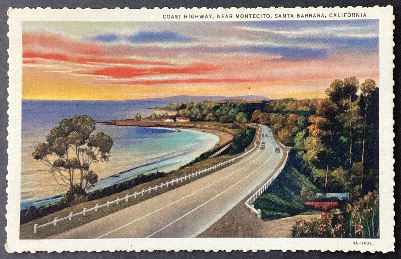 California Coast Highway Santa Barbara Montecito Sunset VTG Postcard Unposted