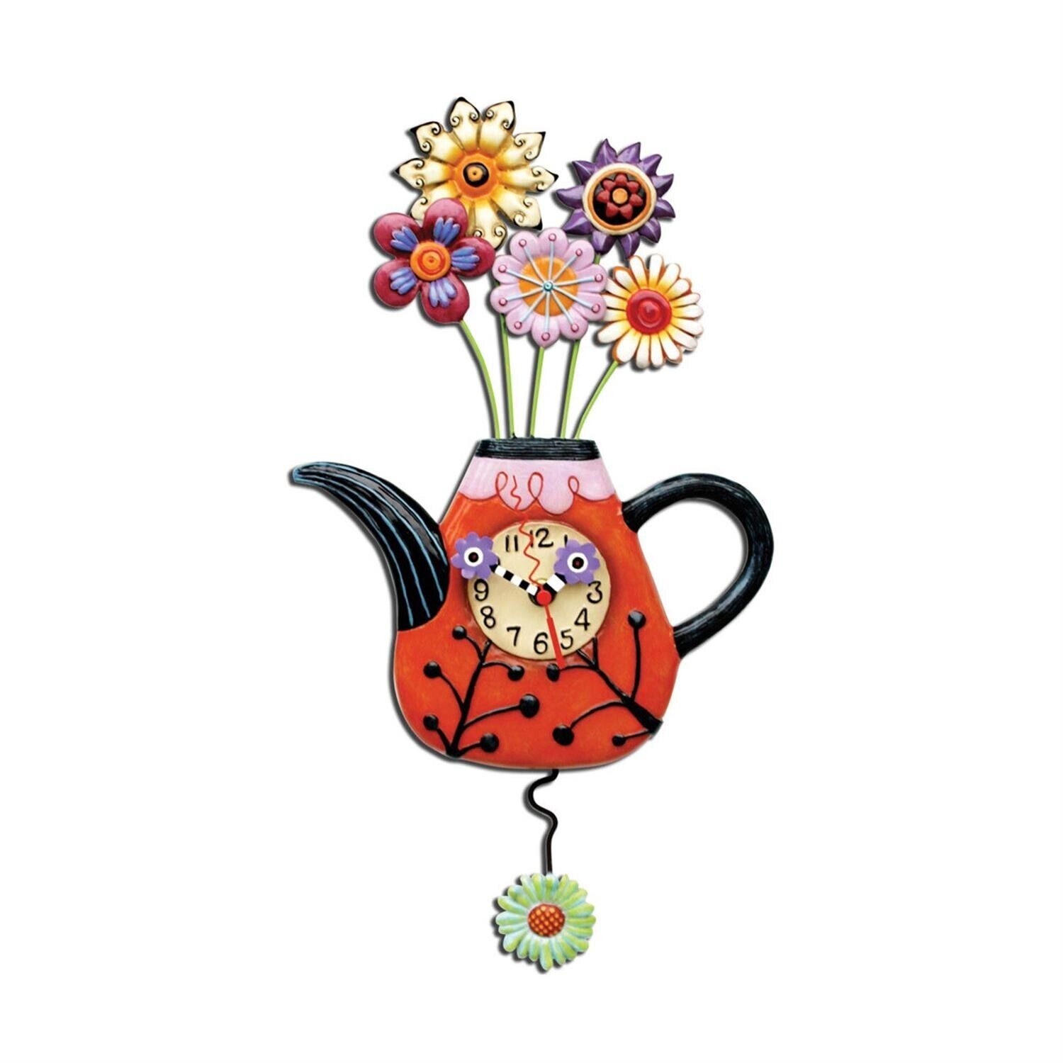 Allen Design Studio Wall Clock: Flower-Tea-Ful Teapot, Item# P9014