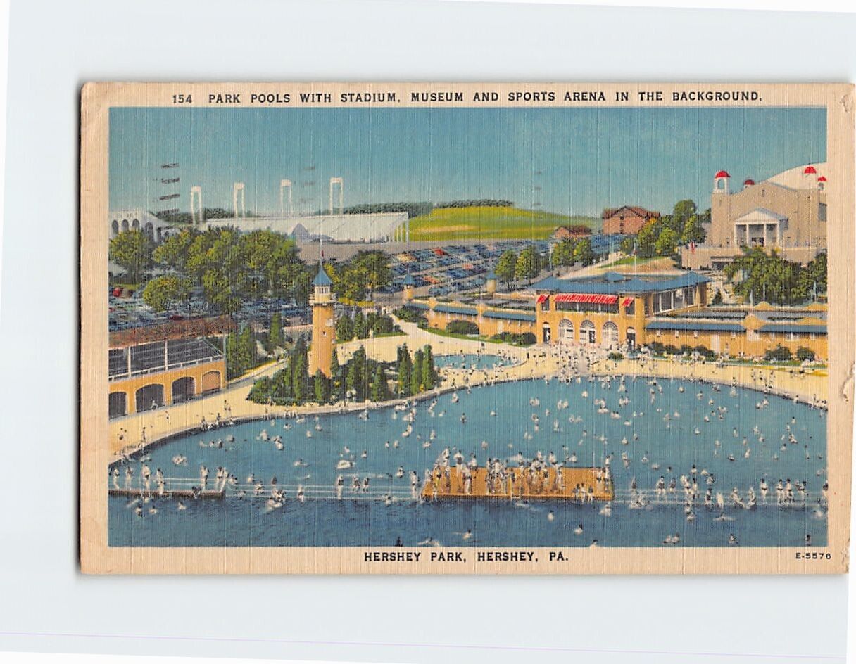 Postcard Park Pools with Stadium Museum and Sports Arena in the Background PA