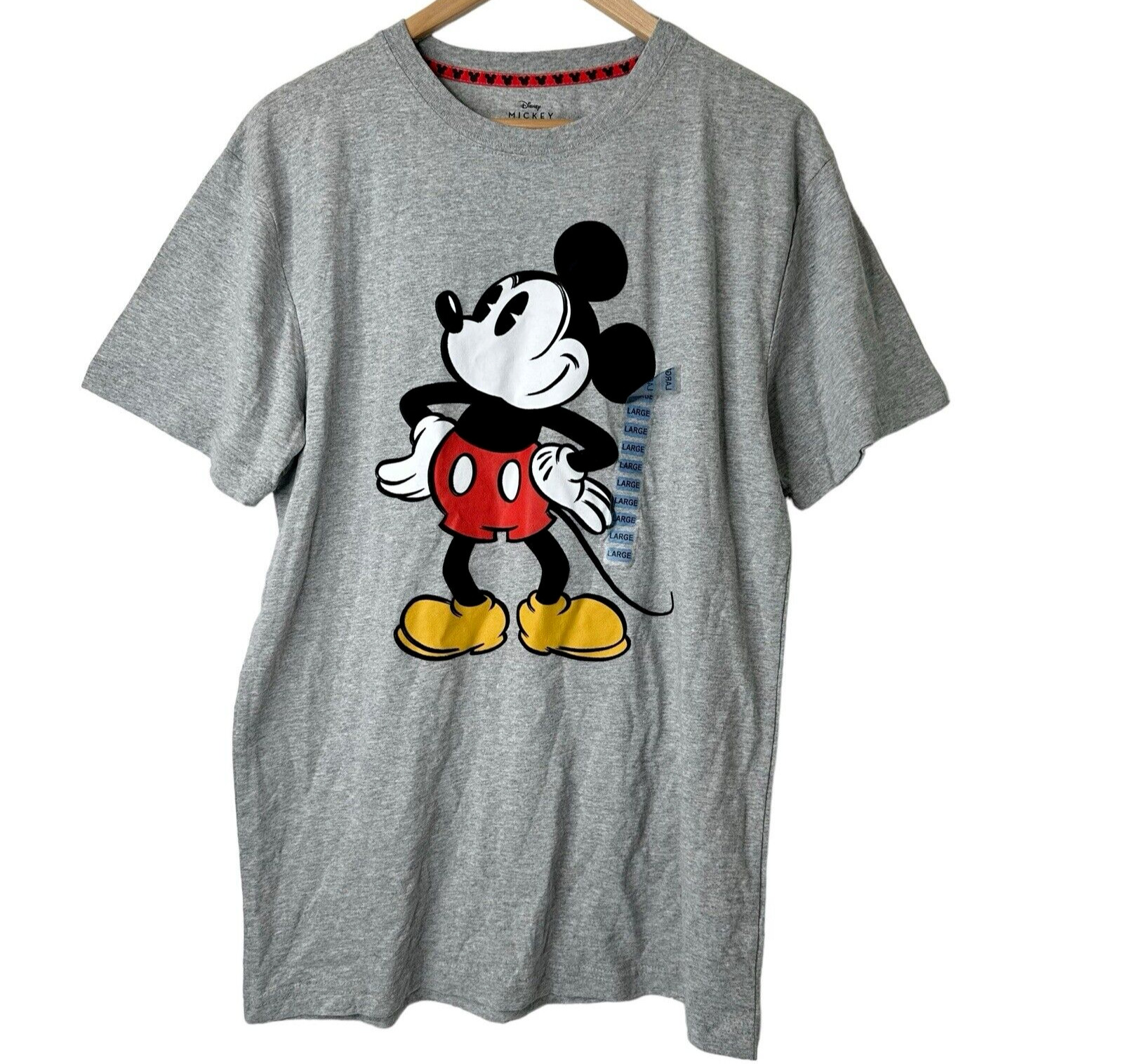 Disney Men\'s T-Shirt Sz L Mickey Mouse Heather Gray Graphic Tee NEW Short Sleeve