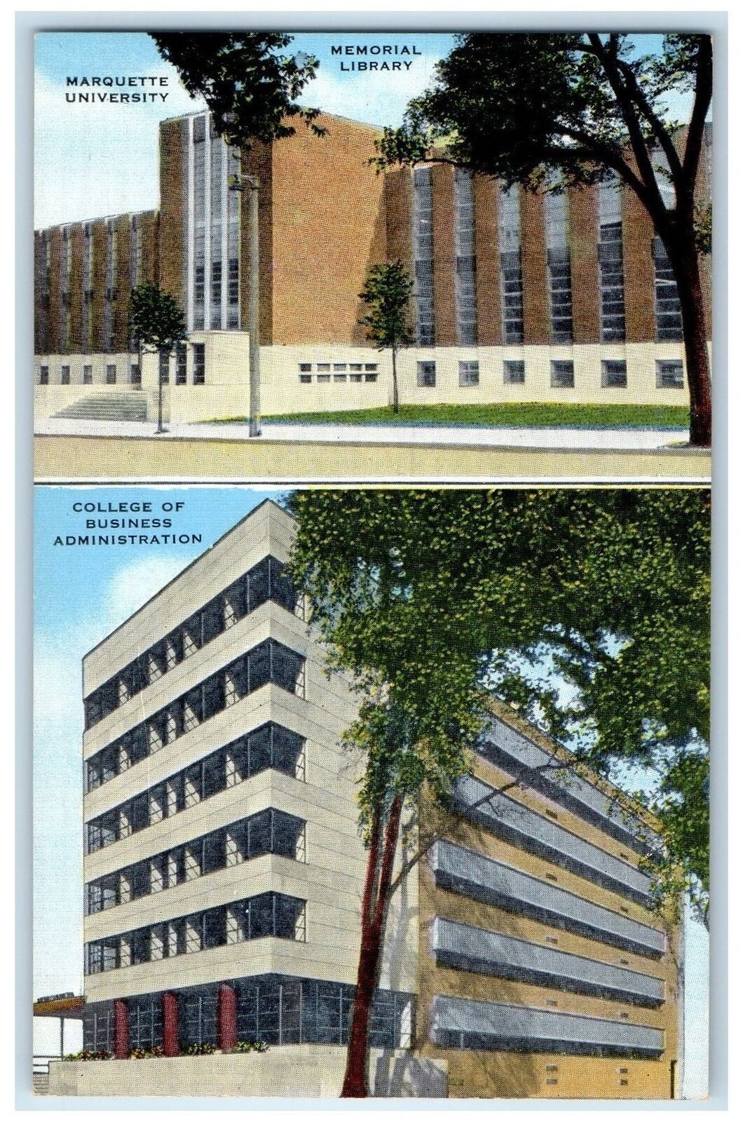 c1940s College Of Business Administration Marquette Milwaukee Wisconsin Postcard
