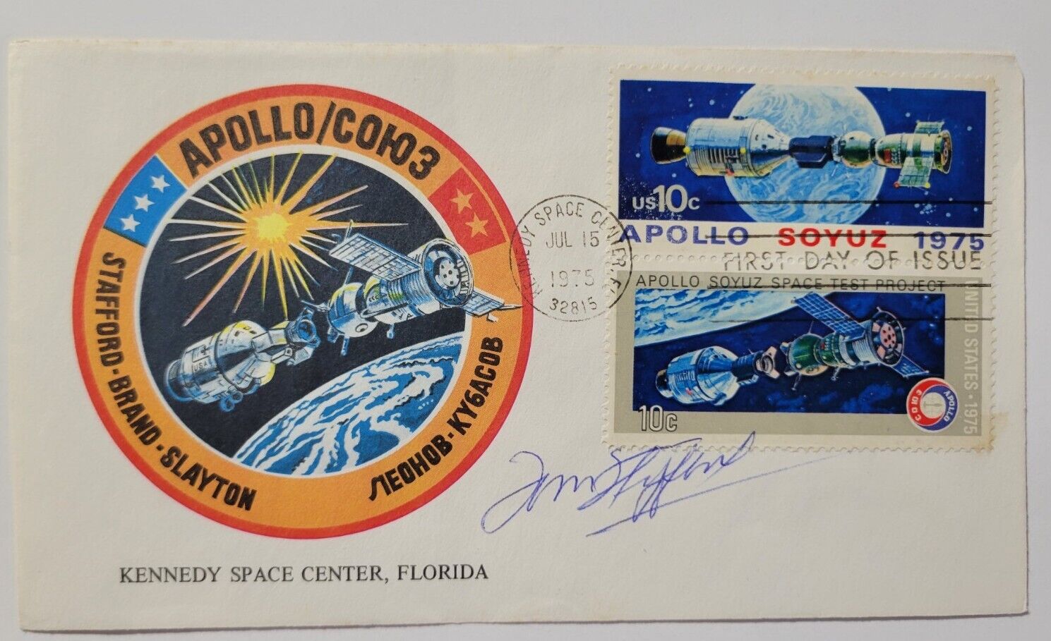 Thomas P. Stafford signed autograph Envelope Apollo-Soyuz Astronaut PSA Slabbed