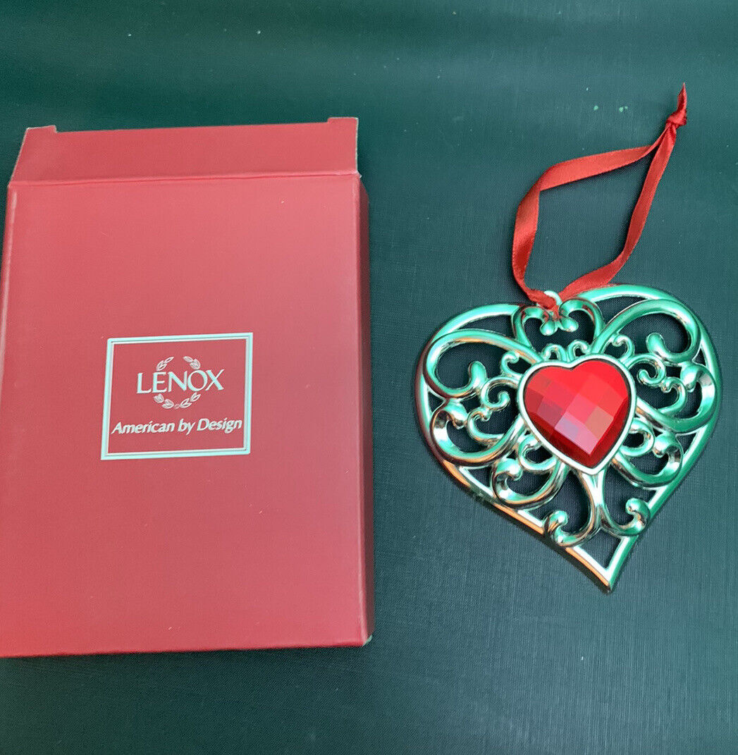 Lenox Bejeweled Heart Ornament Silverplate in box #856360