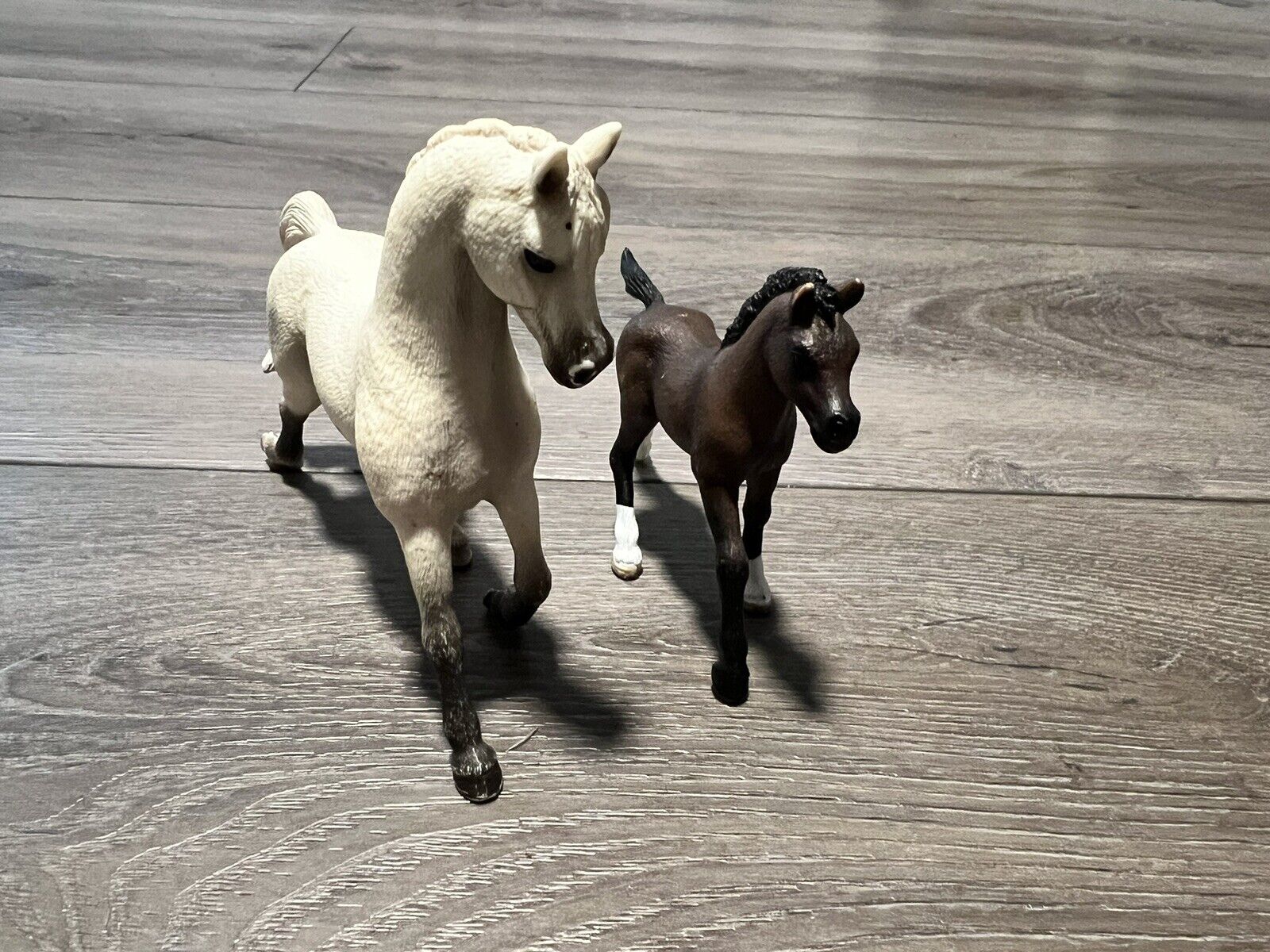 Schleich White ARABIAN MARE With FOAL SET Horse Animal figure 2013 Retired