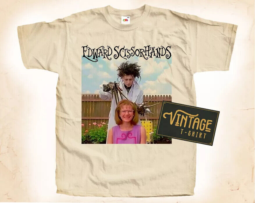 Edward Scissorhands V2 T Shirt Tee Movie Poster Vintage Natural Tee Sizes S-5Xl