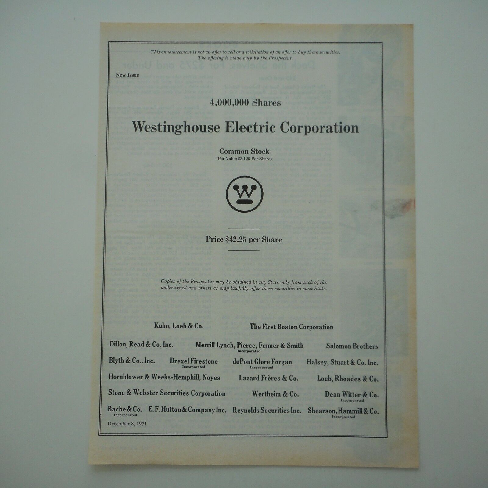 Westing House Electric Ad 1971 Common Shares Vintage Magazine Print