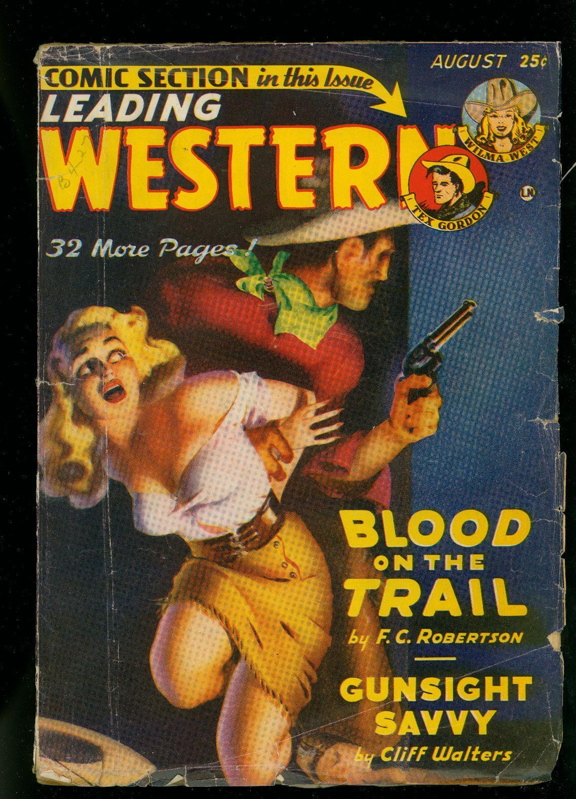 Leading Western--August 1949--Pulp Magazine--Trojan--VG+