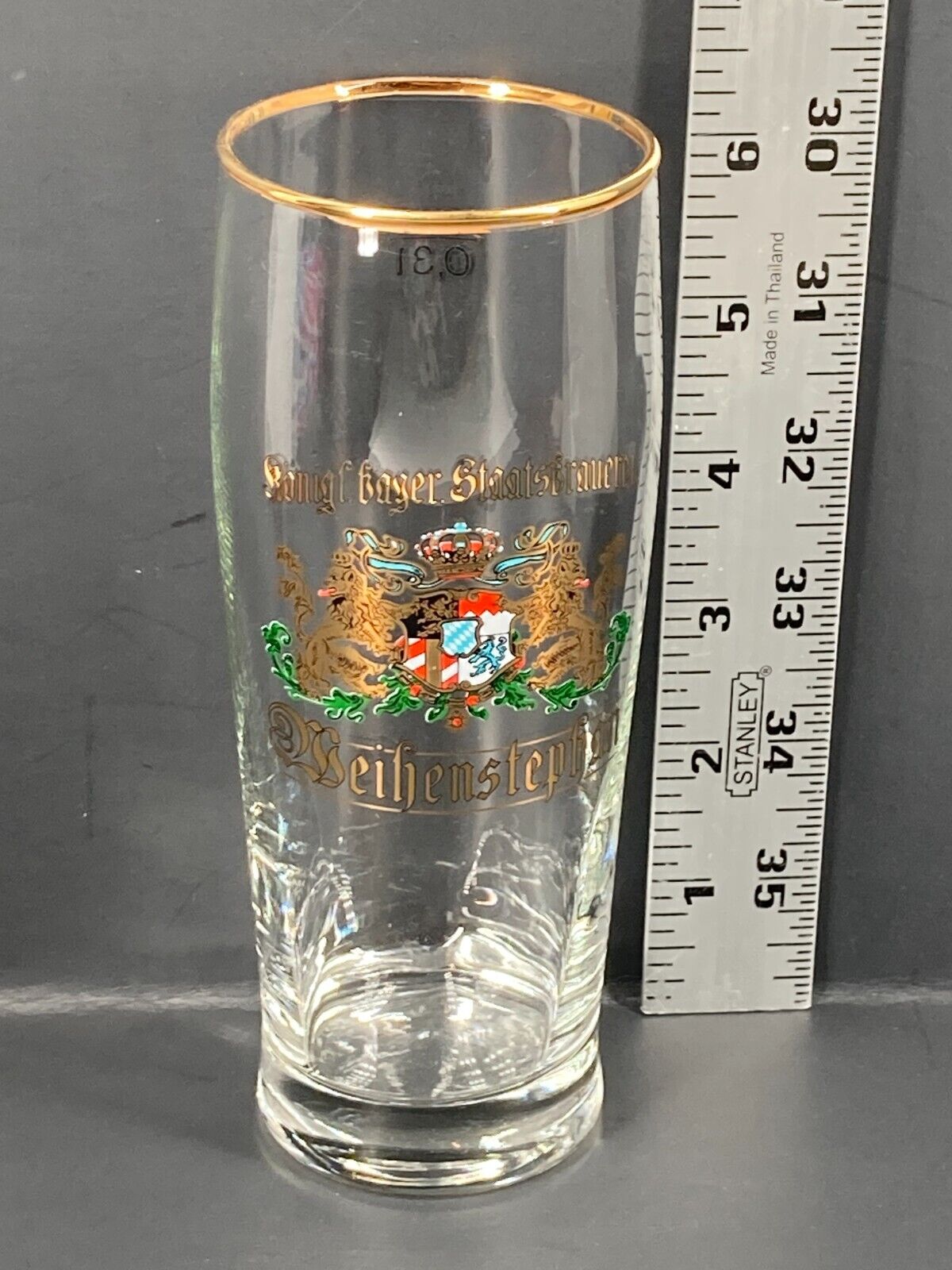 Ronigl Lager Staatsbrauerei Weihenstephan .3L German Beer Glass Optic Panels