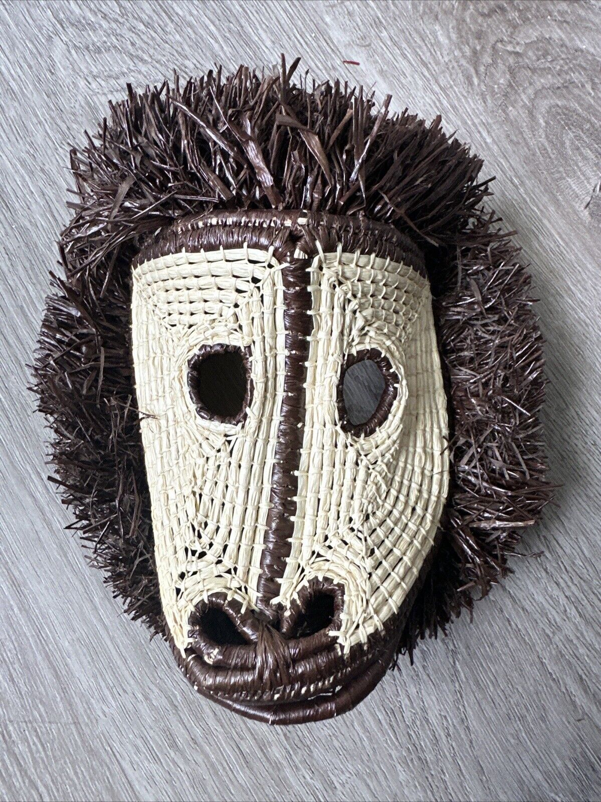 Wounan Tribal Woven Monkey Mask vintage wall art Indian tribal RARE
