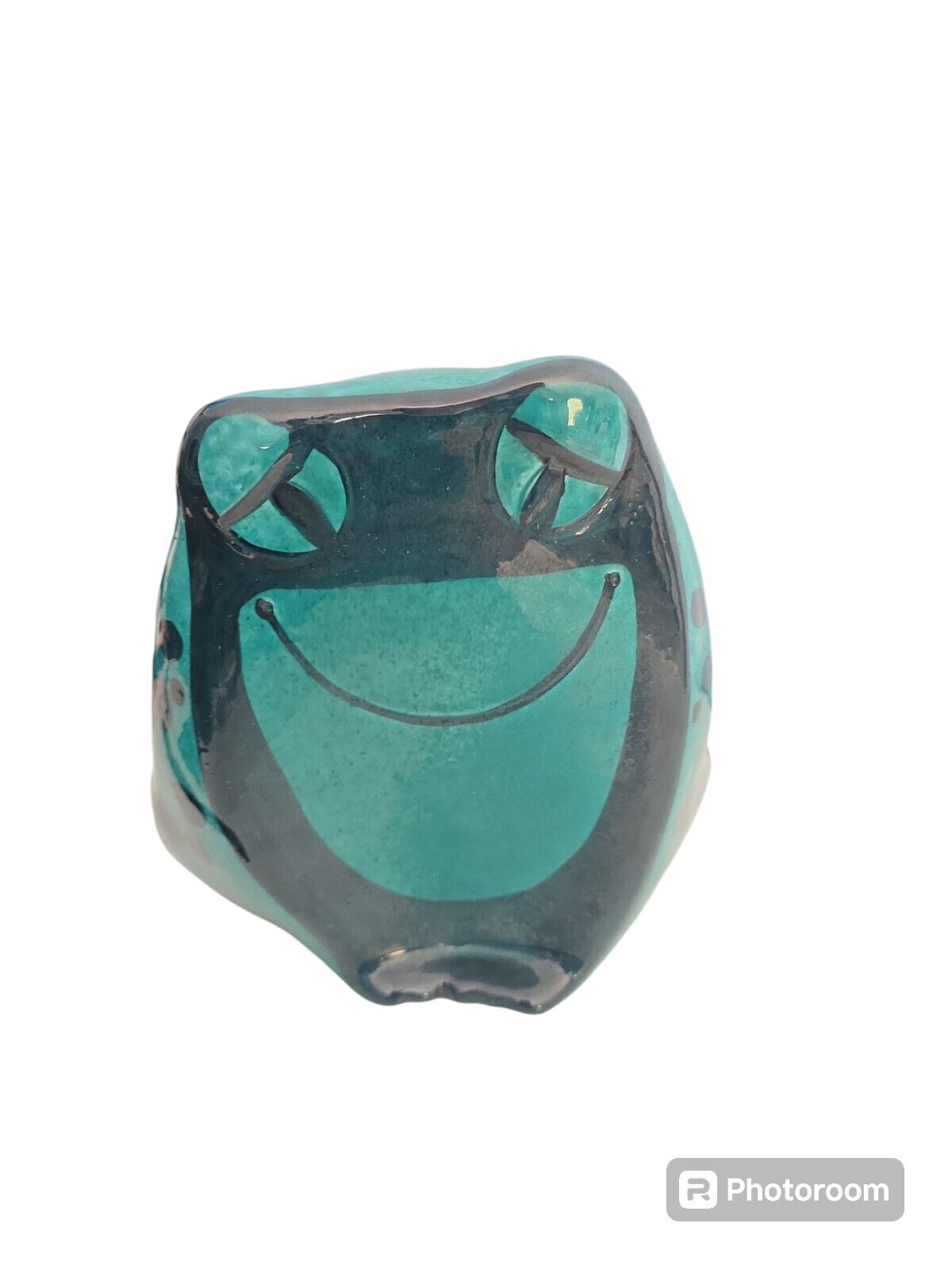 Vintage Teal Turquoise Green Baldelli Italy Ceramic Frog Bank 7