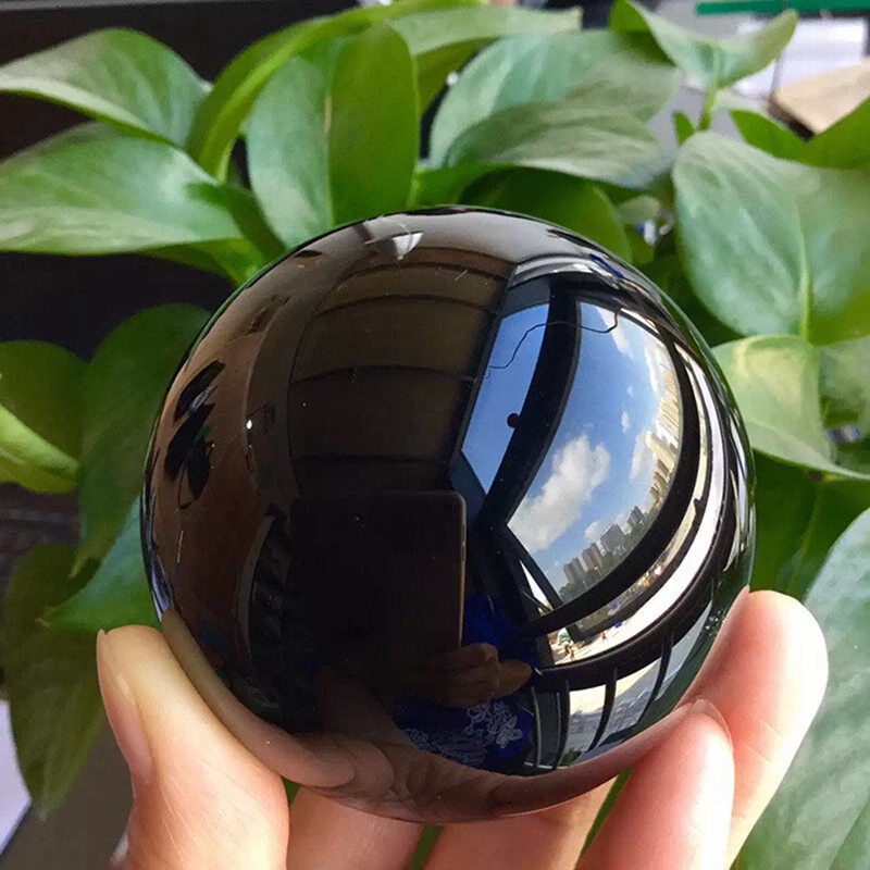 100MM Large Natural Black Obsidian Quartz Ball Crystal Sphere W/ Stand Healing