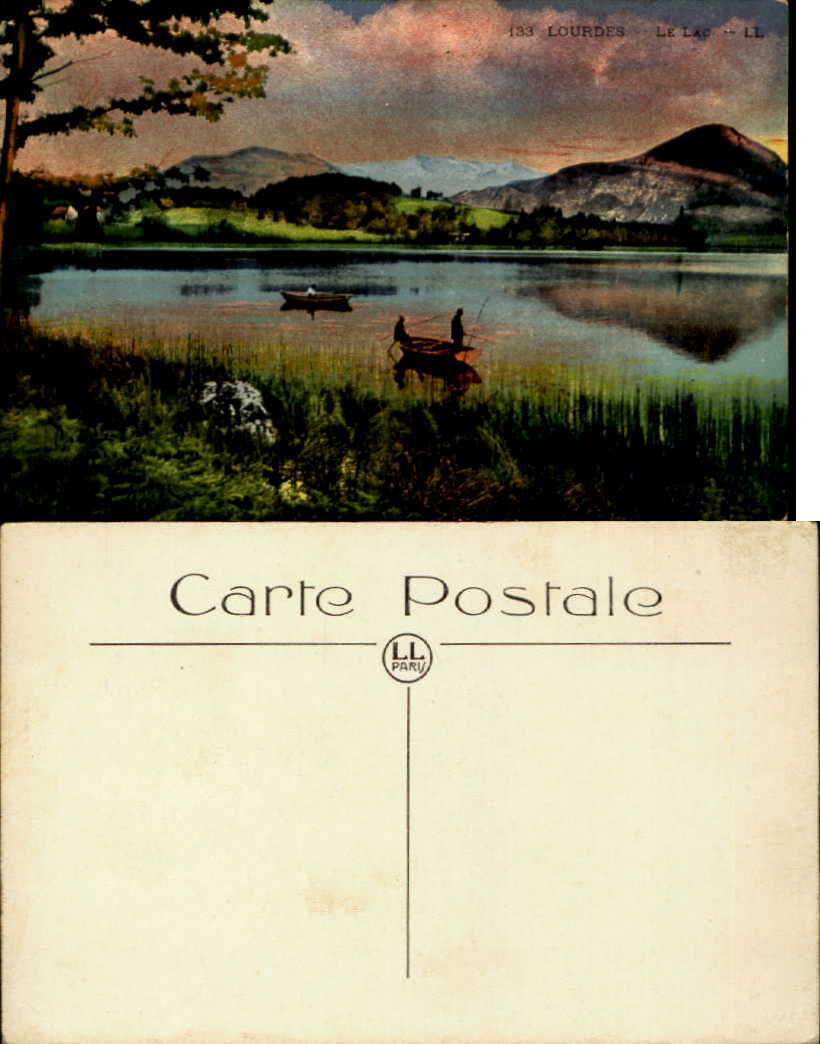 Lourdes Hautes-Pyrenees Le Lac LL ~ vintage postcard